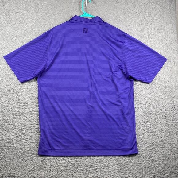 Footjoy Golf Polo Shirt Men's Large Purple Striped Causal Performance Preppy - Picture 8 of 9